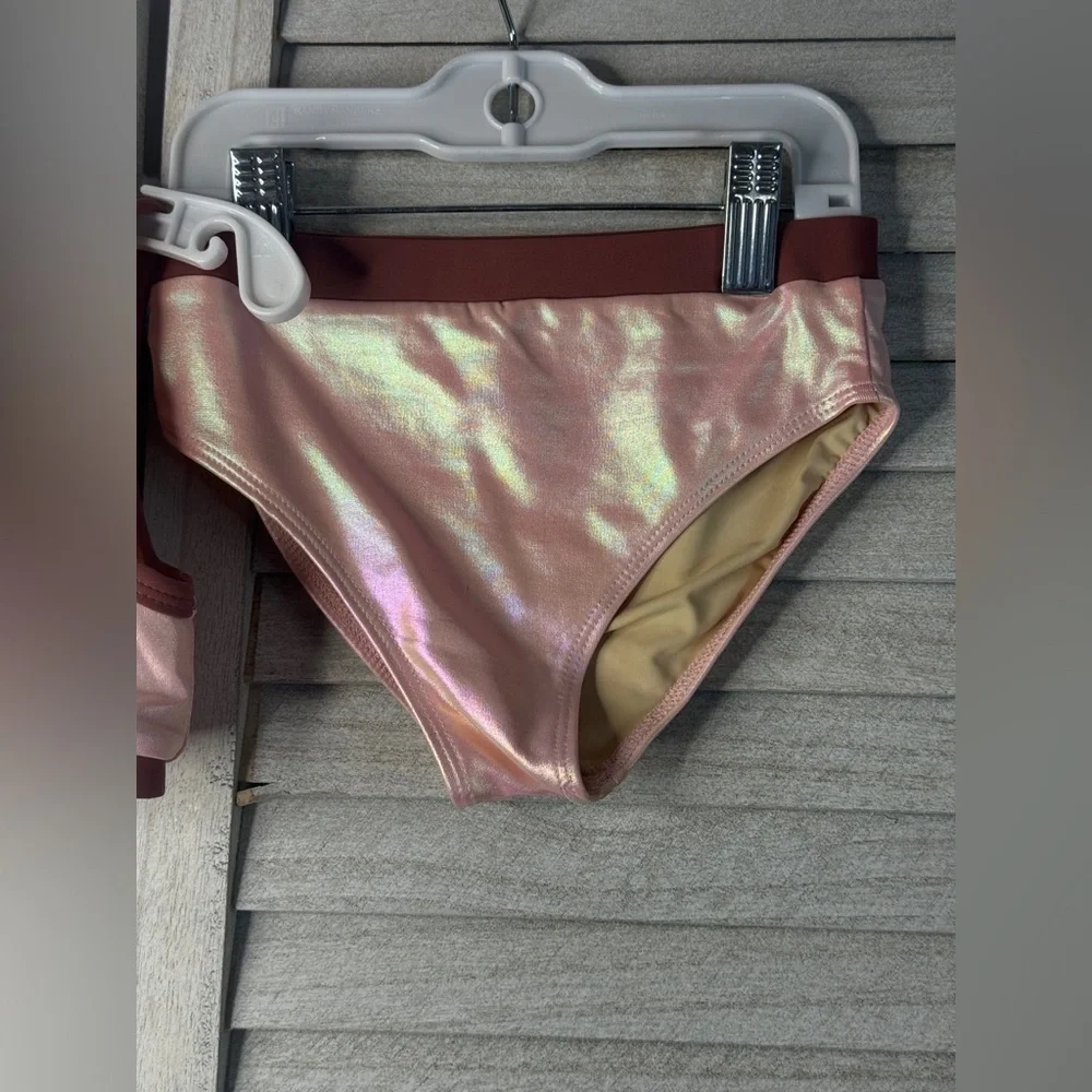 Joyfolie Mia Joy Metallic Pink Two Piece Swimsuit Girls Size 6 Bikini Set